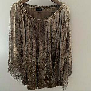 Melissa Paige Velvety Blouse with Fringe Boho Cowgirl Western Earthy Fairy